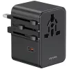 USAMS Cestovný adaptér CC310 70W 3xUSB-C US/AU/EU/UK čierny