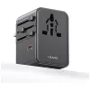 USAMS Cestovný adaptér CC310 70W 3xUSB-C US/AU/EU/UK čierny