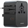 USAMS Cestovný adaptér CC310 70W 3xUSB-C US/AU/EU/UK čierny