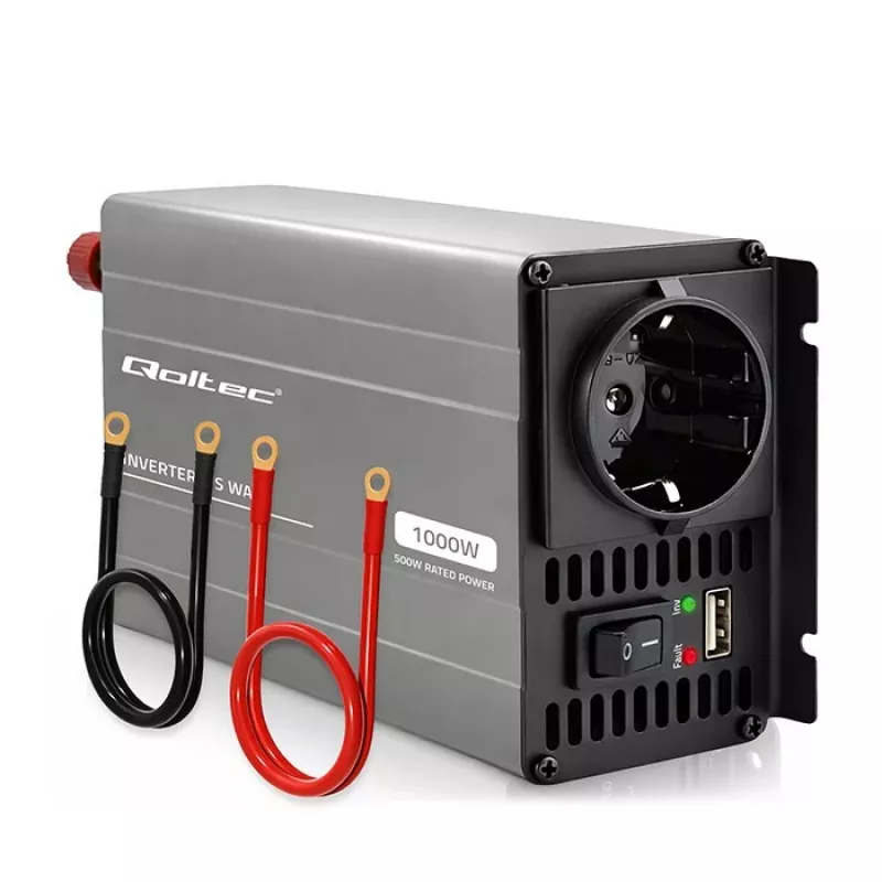 Qoltec MS Wave menič napätia 12V na 230V 500/1000W USB