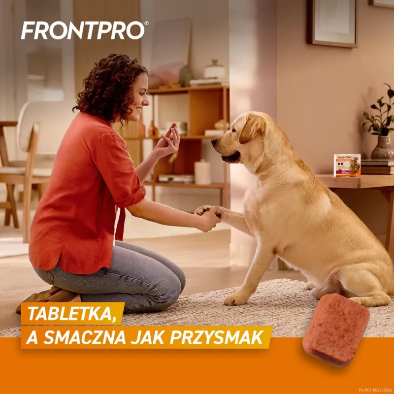 FRONTPRO tablety proti blchám a kliešťom pre psov (25-50 kg) - 3x 136 mg Afoxolaner žuvacie tablety