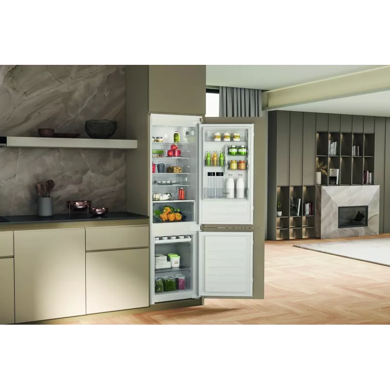 Whirlpool WHC18D071A1 vstavaná chladnička s mrazničkou s 6th Sense Technology, 250 L celková kapacita, energetická trieda D, biela