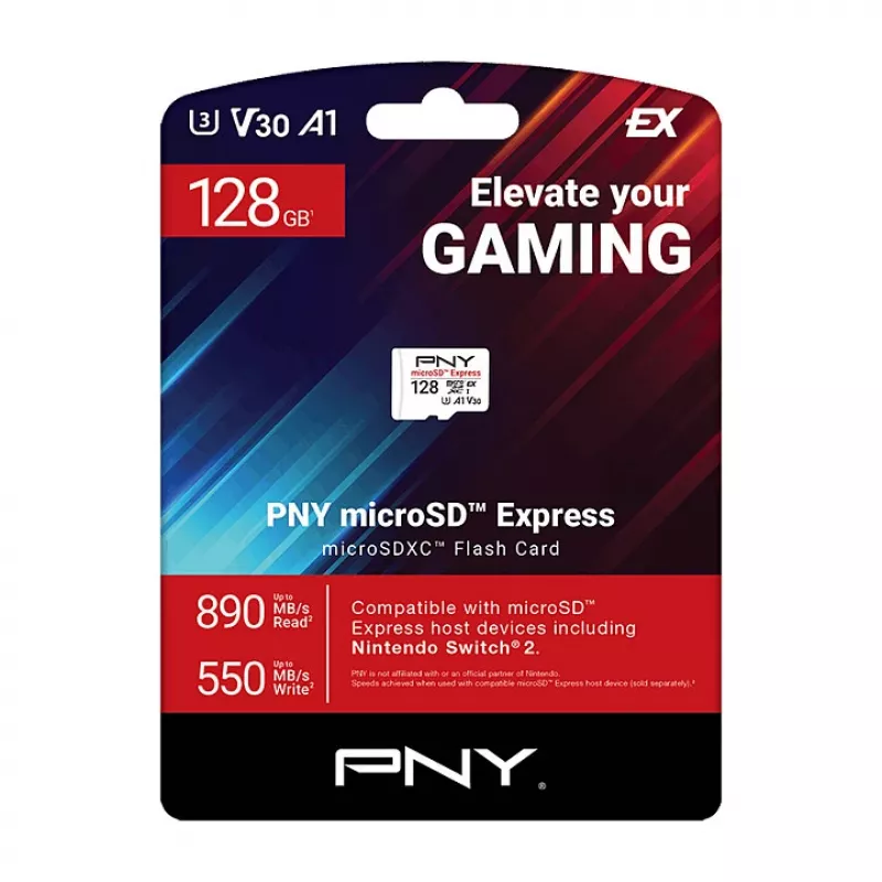 PNY 128GB microSDXC Express Card UHS-I U3 V30 A1 so SD adaptérom