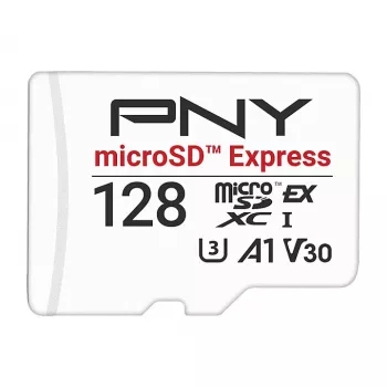 PNY 128GB microSDXC Express Card UHS-I U3 V30 A1 so SD adaptérom