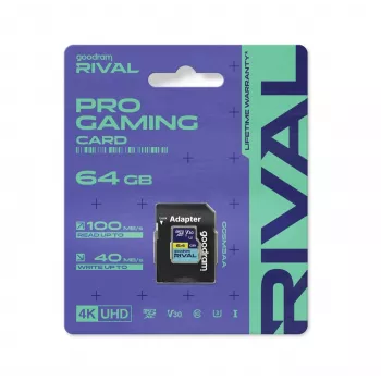 GOODRAM microSDXC 64GB V30 A2 UHS-I U3 RIVAL + adaptér