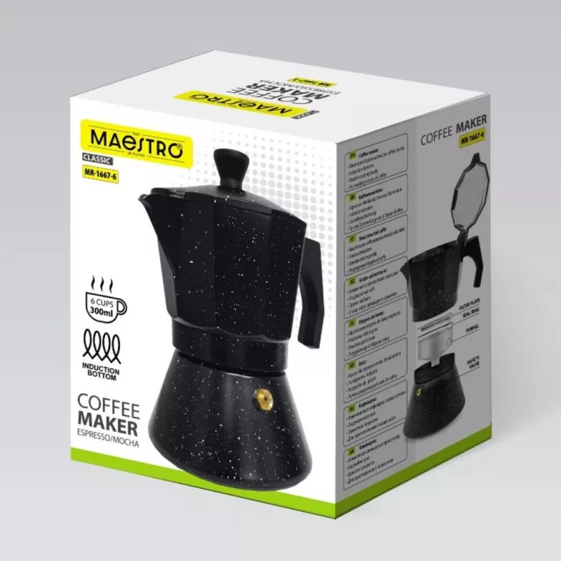 Maestro Granite MR-1667-3 moka kávovar 150ml 3 šálky sivá