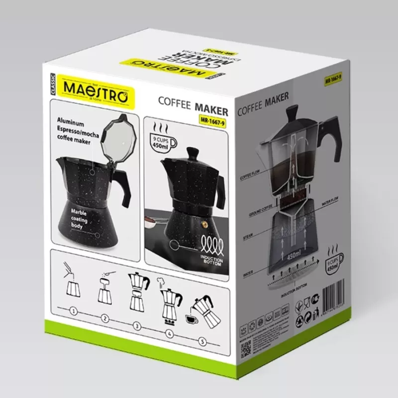 Maestro Granite MR-1667-9 espresovač na sporák 450ml 9 šálok