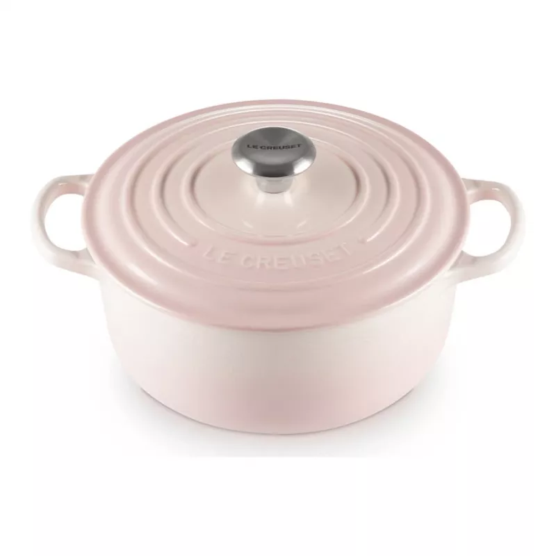 Le Creuset Signature liatinový okrúhly dusací hrniec 20 cm Shell Pink
