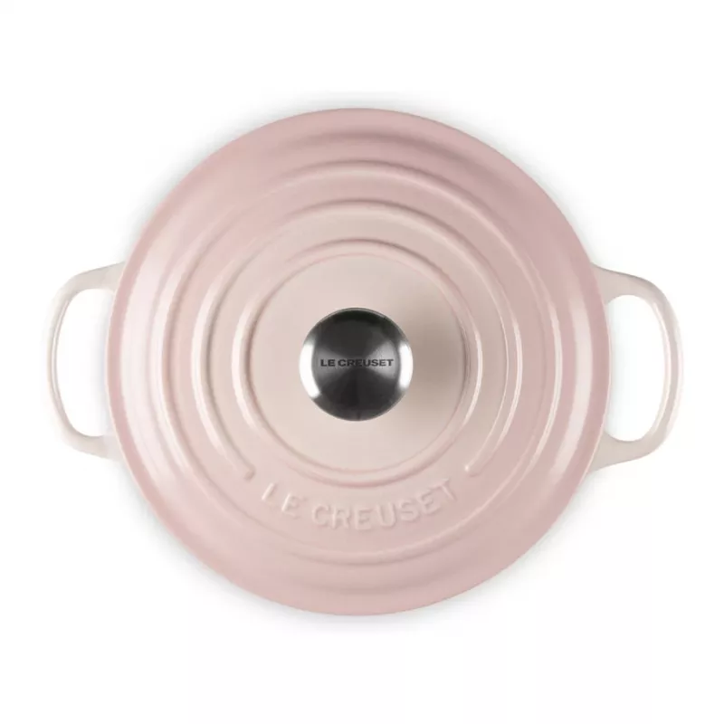 Le Creuset Signature liatinový okrúhly dusací hrniec 20 cm Shell Pink