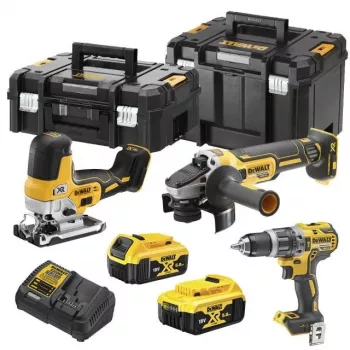 DEWALT DCK329P2T-QW 18V XR akumulátorová kombinovaná sada: 2-rýchlostný príklepový skrutkovač a uhlová brúska s 2x 5,0Ah batériami, nabíjačkou a kufrom T-STAK II