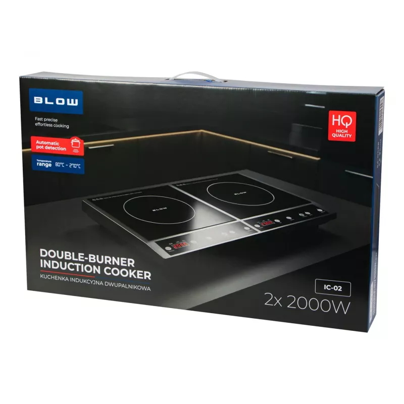 BLOW indukčná varná doska s dvoma varnými zónami, nastaviteľná 2000W + 2000W