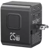 USAMS cestovný adaptér 25W 4in1 US/AU/EU/UK čierny CC309