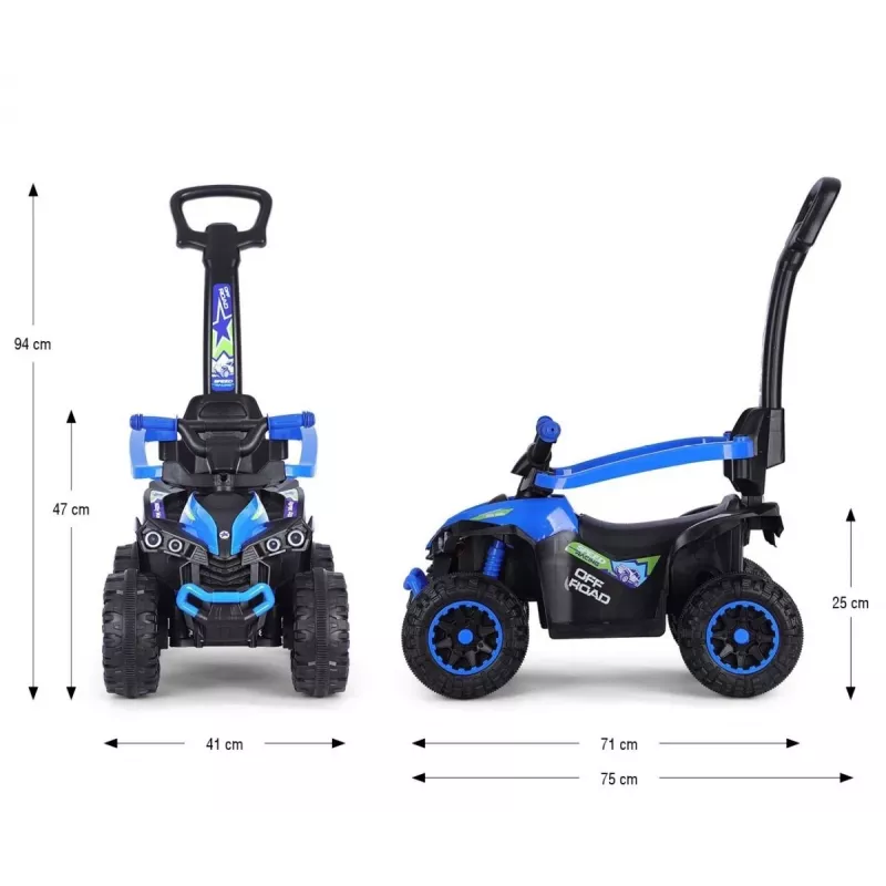MILLY MALLY detský bicykel s tlačnou tyčou Wildblau
