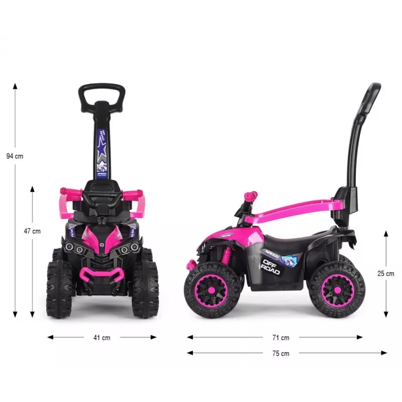MILLY MALLY detský bicykel s tlačnou tyčou Wild Pink 12