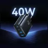 USAMS T70 40W 2xUSB-A 2xUSB-C napájací zdroj čierny