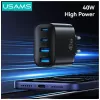 USAMS T70 40W 2xUSB-A 2xUSB-C napájací zdroj čierny