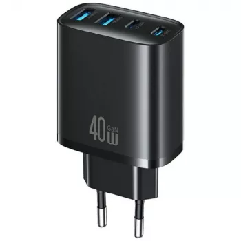 USAMS T70 40W 2xUSB-A 2xUSB-C napájací zdroj čierny