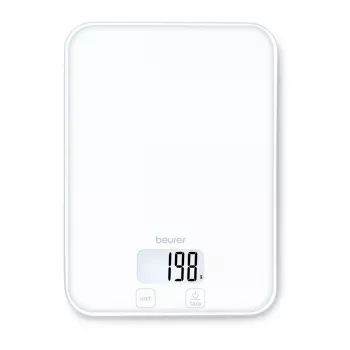 Beurer KS 19 Pure White digitálna kuchynská váha s dotykovými senzorovými tlačidlami, kapacita 5 kg, delenie 1 g, funkcia tara, LCD displej