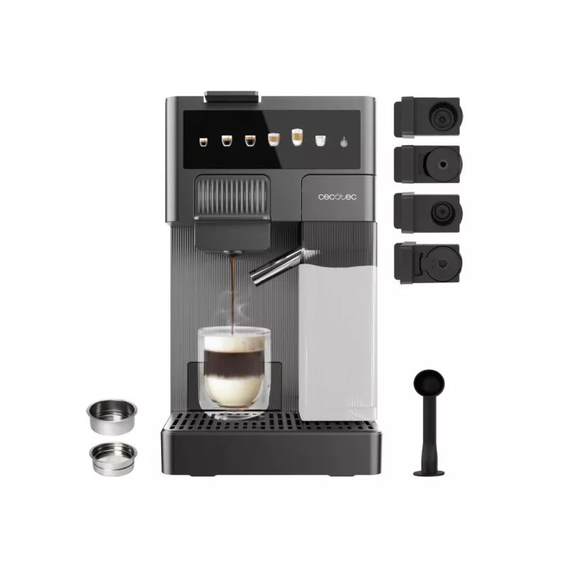 Cecotec FreeStyle Latte T kávovar - 20 bar tlak pumpy, integrovaný naparovač mlieka, 1350 W, sivá