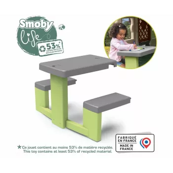 SMOBY Life detský piknikový stôl zelená/sivá
