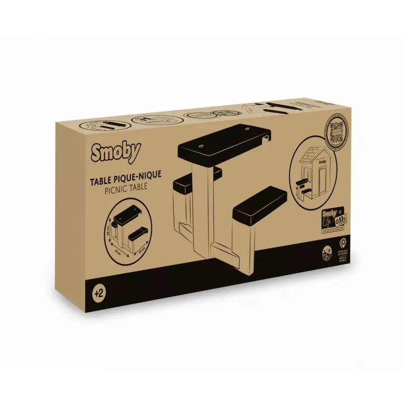 SMOBY Life detský piknikový stôl zelený/sivý