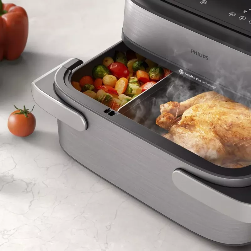 Philips 5000 Series NA565/02 Dual Basket fritéza 9.5 L 2750 W Black, Silver, Stainless Steel