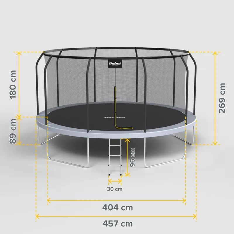 REBEL Active Trampolína PRO 15ft/457cm - čierna/modrá