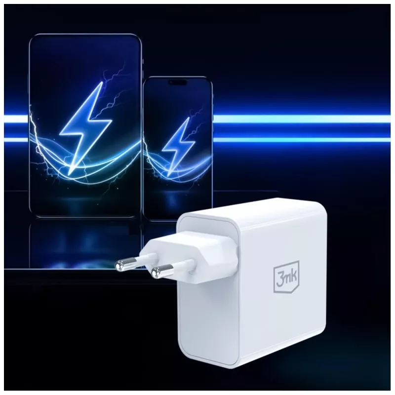 3MK FlowPower 45W PD 3.0 QC4+ GaN nabíjačka biela