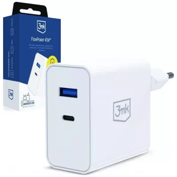 3MK FlowPower 45W PD 3.0 QC4+ GaN nabíjačka biela