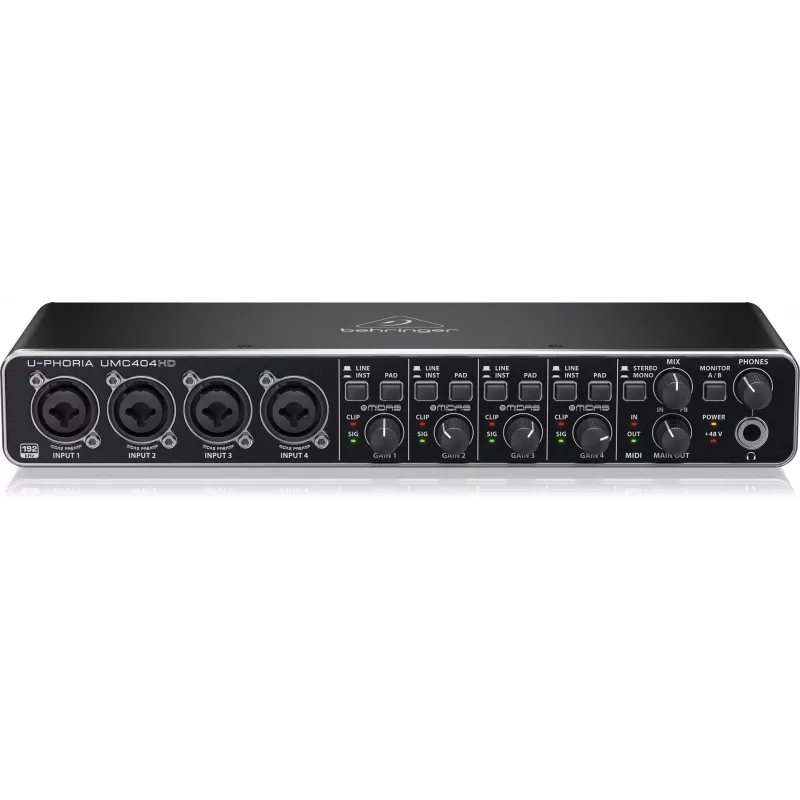 Behringer UMC404HD USB audio rozhranie 4x4 24-bit/192 kHz s MIDAS predzosilňovačmi