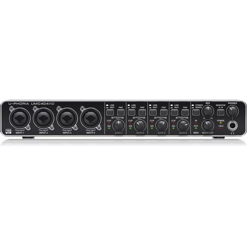 Behringer UMC404HD USB audio rozhranie 4x4 24-bit/192 kHz s MIDAS predzosilňovačmi