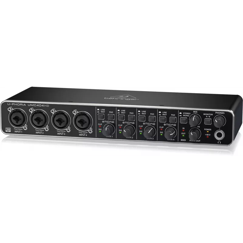 Behringer UMC404HD USB audio rozhranie 4x4 24-bit/192 kHz s MIDAS predzosilňovačmi