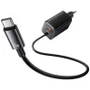 USAMS JC Series CC266 65W GaN rýchla nabíjačka s integrovaným USB-C káblom, čierna