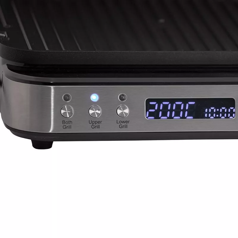 ELDOM GK200 GRILO kontaktný gril 2000W s nastaviteľným termostatom, nepriľnavé platne, čierna/strieborná