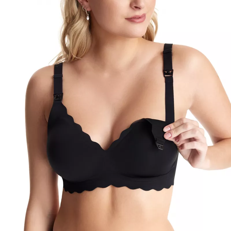MOMCOZY YN46 Seamless Support Floral dojčiace podprsenka čierna S