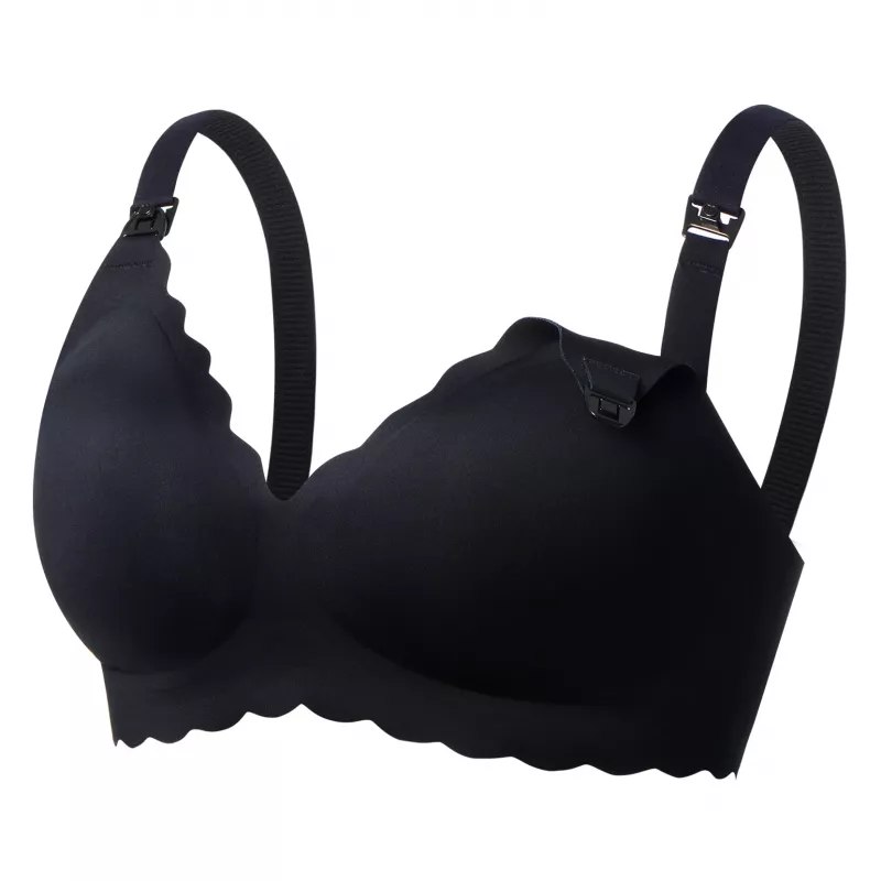 MOMCOZY YN46 Seamless Support Floral dojčiace podprsenka čierna 2XL