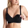MOMCOZY YN46 Seamless Support Floral dojčiace podprsenka čierna 2XL