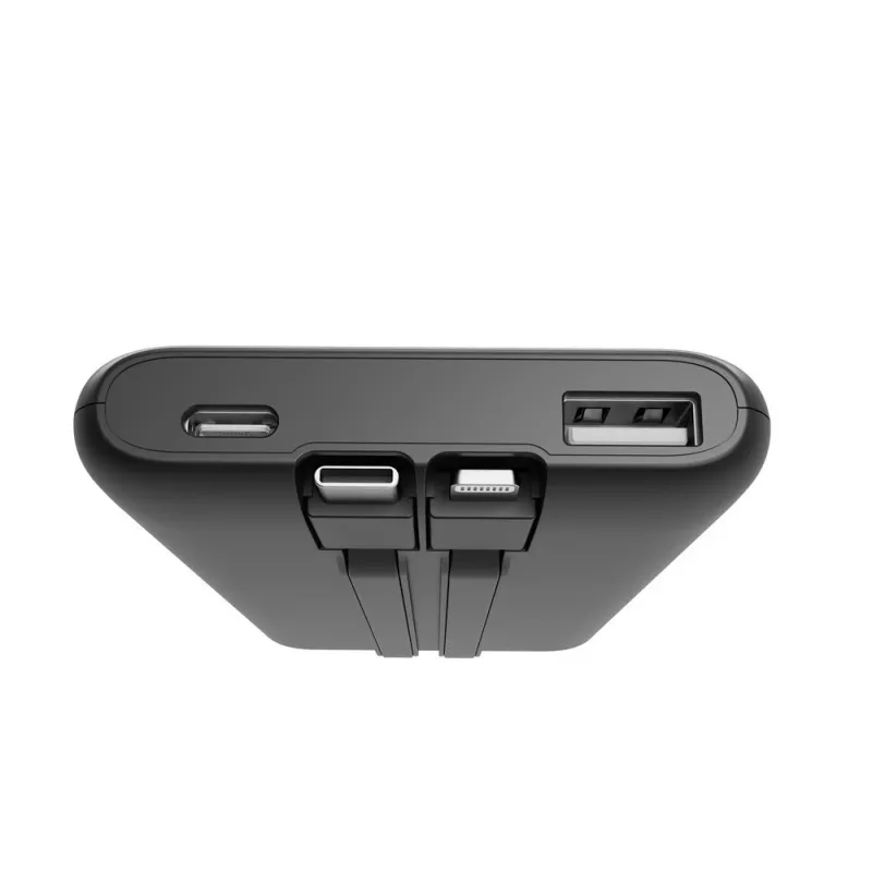 Gembird PB10-PD20-LCD-01 powerbanka s integrovanými káblami, rýchle nabíjanie 20W, 10000 mAh, čierna