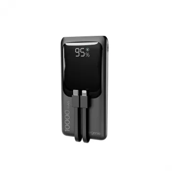 Gembird PB10-PD20-LCD-01 powerbanka s integrovanými káblami, rýchle nabíjanie 20W, 10000 mAh, čierna