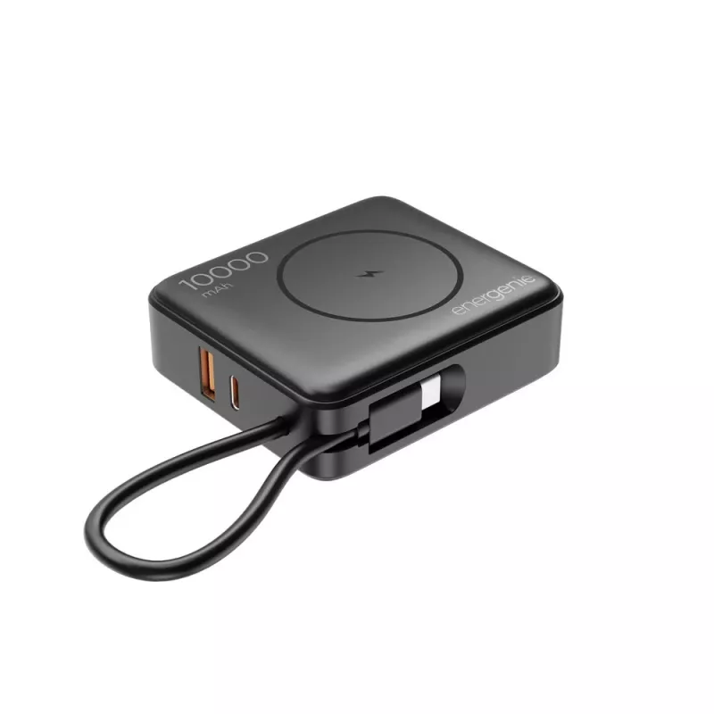 Gembird PB10-WPC15-LCD-01 rýchlonabíjacia powerbanka s bezdrôtovou nabíjačkou, 20 W, 10000 mAh, čierna
