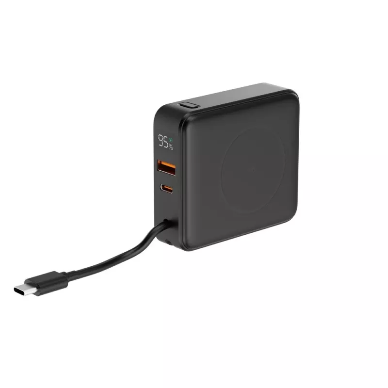 Gembird PB10-WPC15-LCD-01 rýchlonabíjacia powerbanka s bezdrôtovou nabíjačkou, 20 W, 10000 mAh, čierna