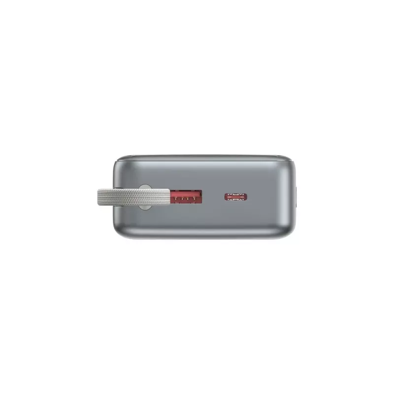 Gembird PB20-PD65-LCD-01 rýchlonabíjacia powerbanka s integrovanými káblami, 65W, 20000 mAh, čierna