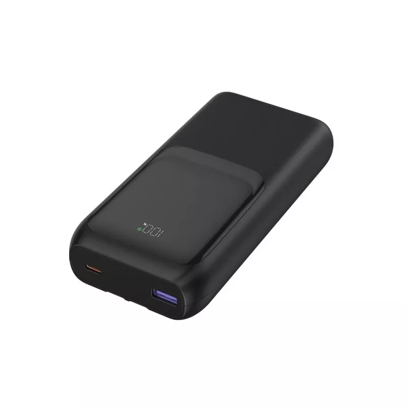 Gembird PB20-PD20-LCD-01 rýchlonabíjacia powerbanka s integrovanými káblami, 20 W, 20000 mAh, čierna