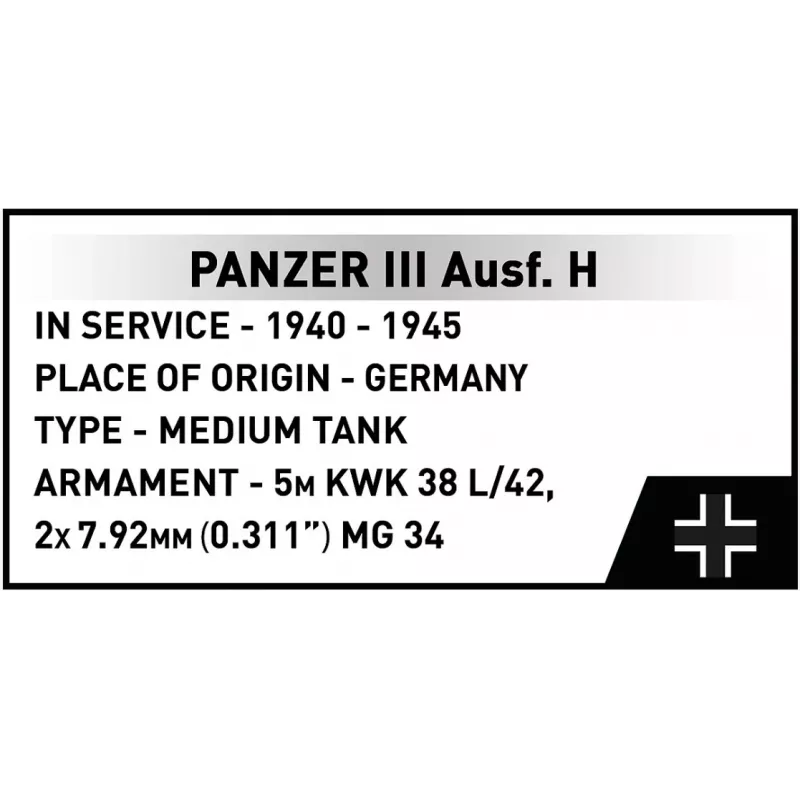 COBI 958 PCS HC WWII Panzer III Ausf. H stavebnica