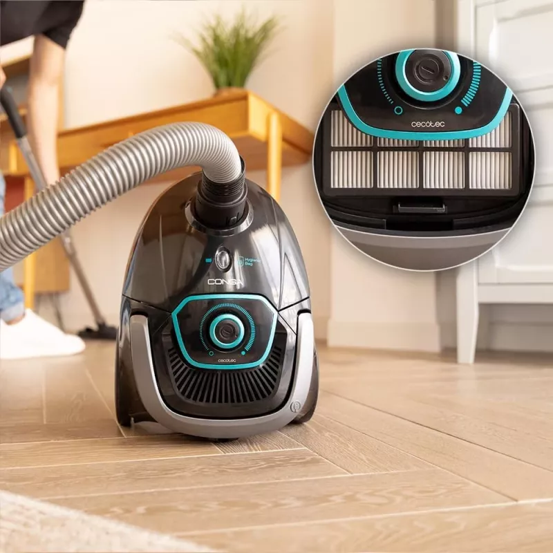 Cecotec Conga Powerbag 2500 Plus podlahový vysávač s vreckom, 850 W, kapacita prachu 2,5 L, čierny
