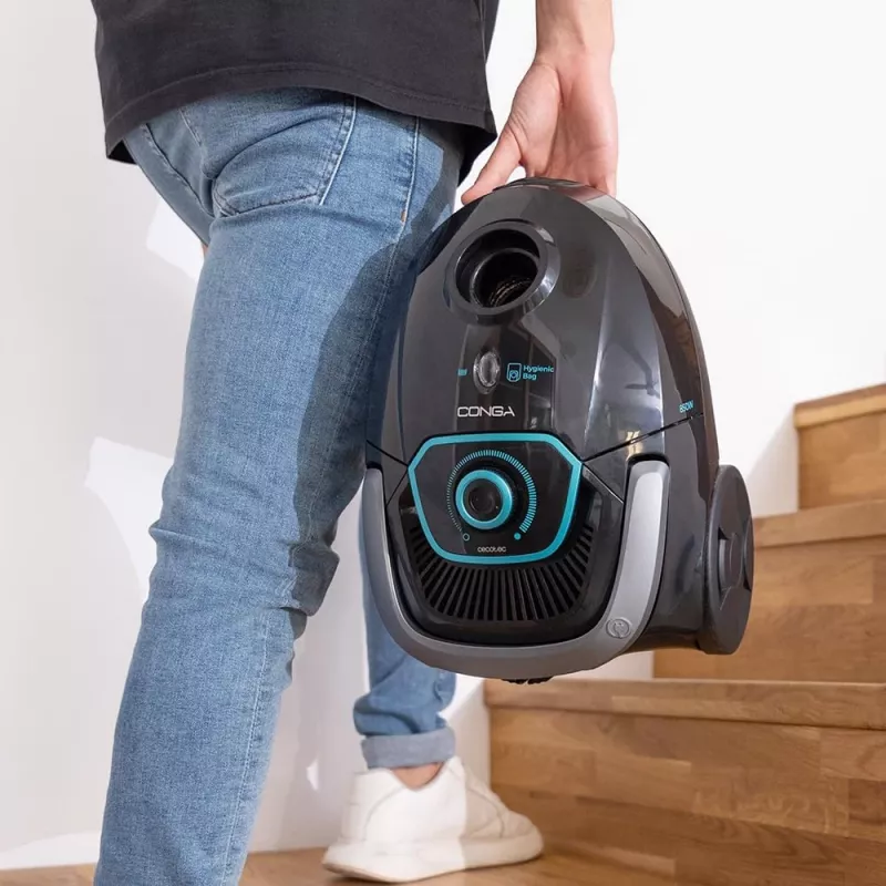 Cecotec Conga Powerbag 2500 Plus podlahový vysávač s vreckom, 850 W, kapacita prachu 2,5 L, čierny