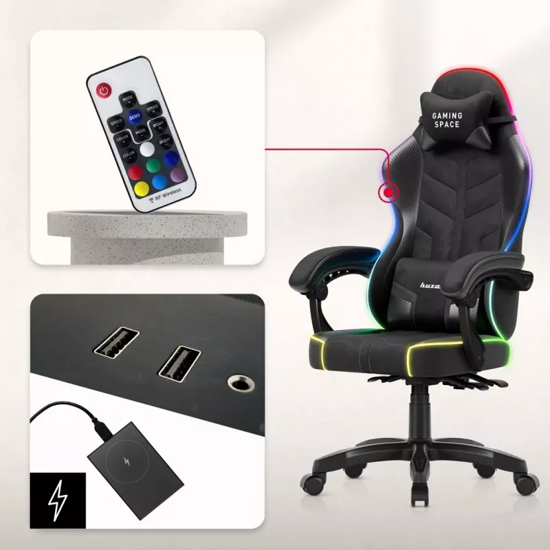 Huzaro Force 2.7 RGB Black herná stolička