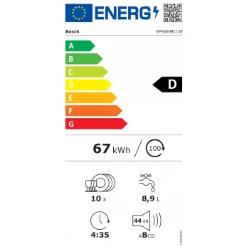 Bosch SPS4HMI13E voľne stojaca umývačka riadu, 45 cm, energetická trieda D, inox