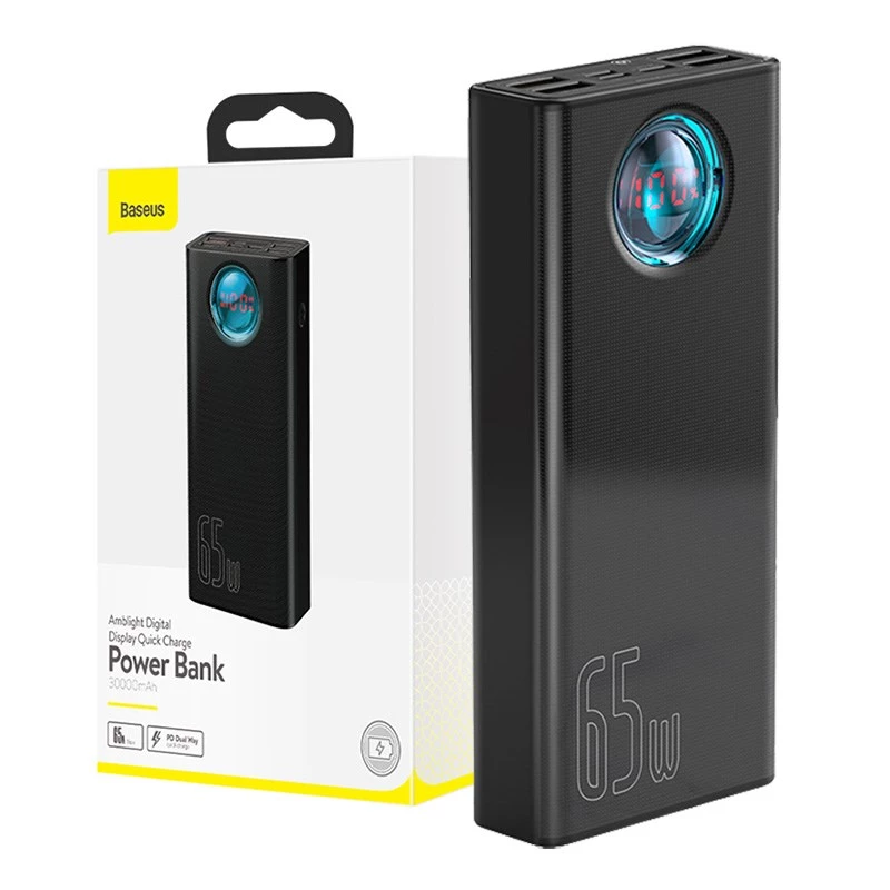 Baseus Amblight power banka 30000mAh, 4xUSB, USB-C, 65W, čierna