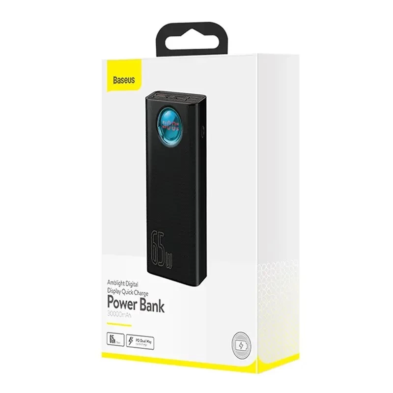 Baseus Amblight power banka 30000mAh, 4xUSB, USB-C, 65W, čierna